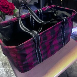 Pink and Black Plaid Tote Bag